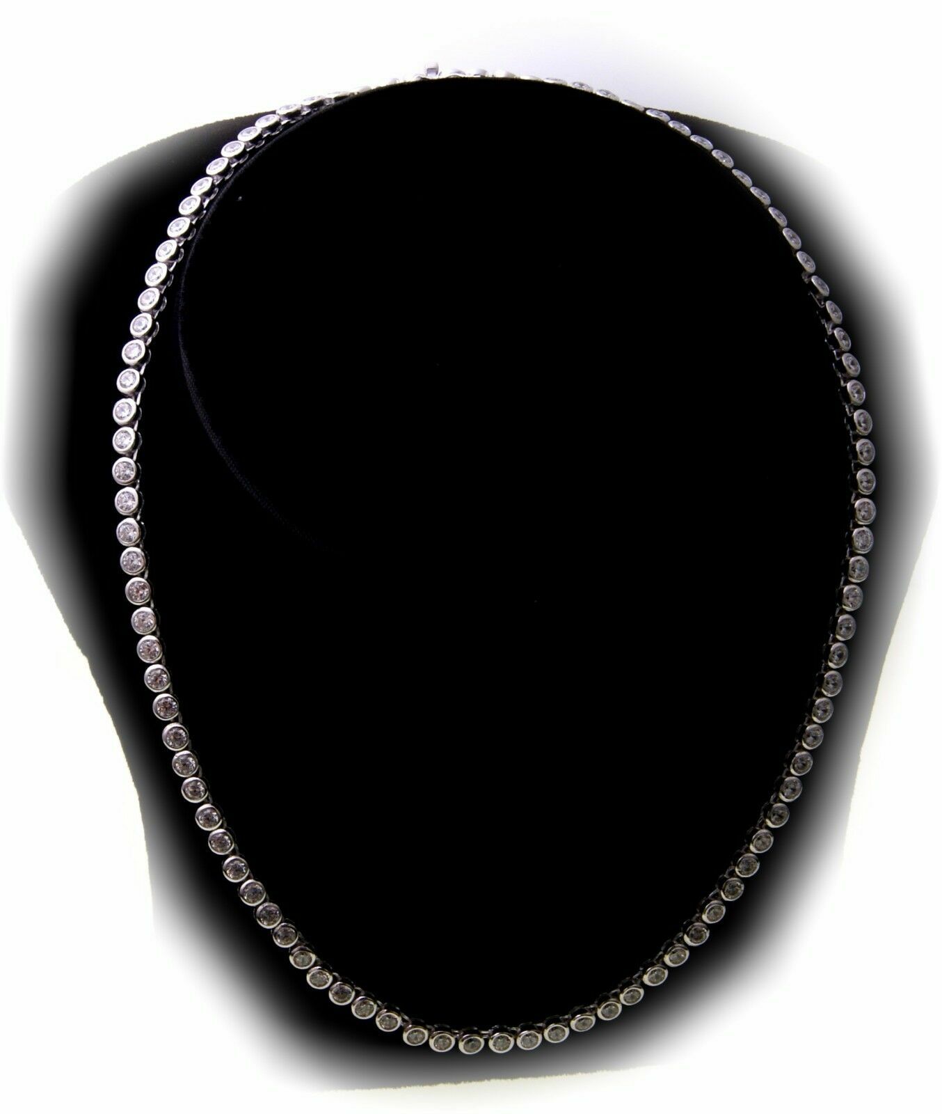 MARKENLOS DAMEN COLLIER TENNIS SILBER 925 STERLINGSILBER HALSKETTE ZARGENFASSUNG NEU KETTE