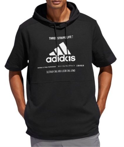 

Мужская толстовка с короткими рукавами в рубчик adidas Post Game, черная, Черный