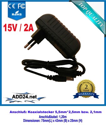 Stecker- Netzteil / Netzgerät 3V, 5V, 12V, 15V, 18V und 24V ( 1A, 2A, 2,5A, 3A)