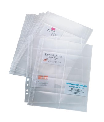 SIGEL VZ351 Pockets for Business Card Organisers, two row, transparent, 10 Piece