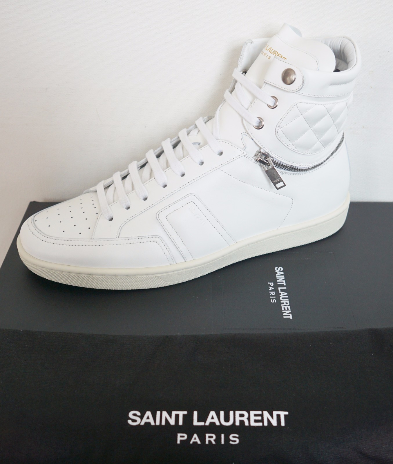 New SAINT LAURENT Paris SL34H Leather MOTOCROSS HIGH-TOP