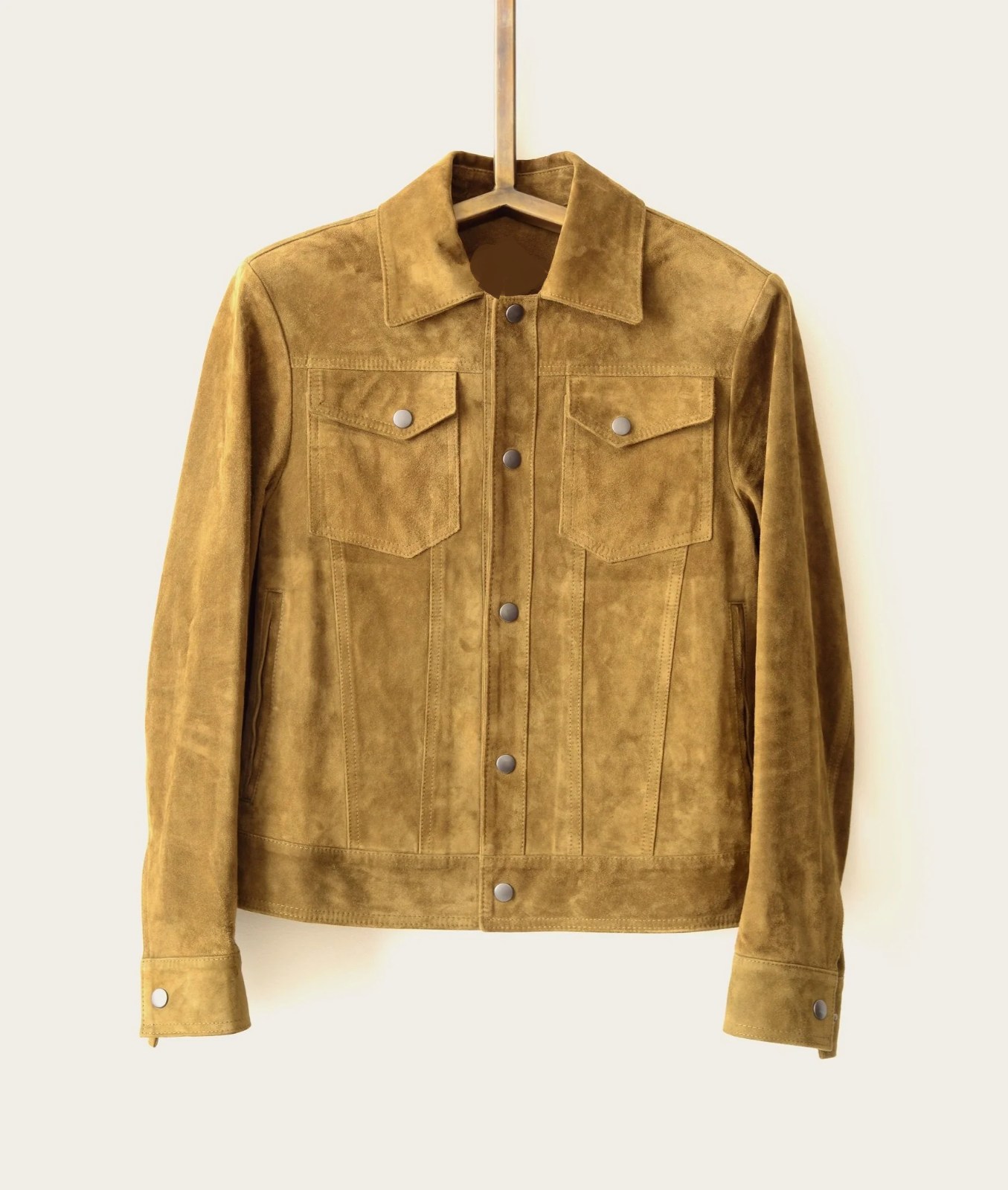 Brown Leather Trucker Jacket Men's Real Suede Custom Made