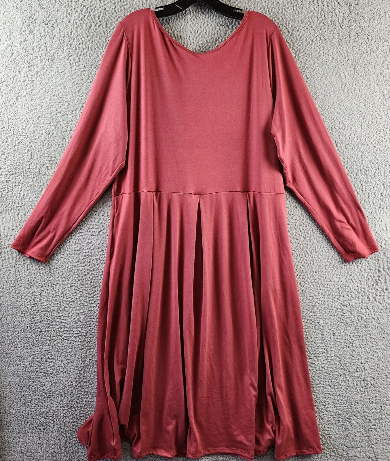 24seven Comfort Apparel Plus Fit And Flare Midi Dress Women's 2X Brick Pullover - Picture 3 of 14