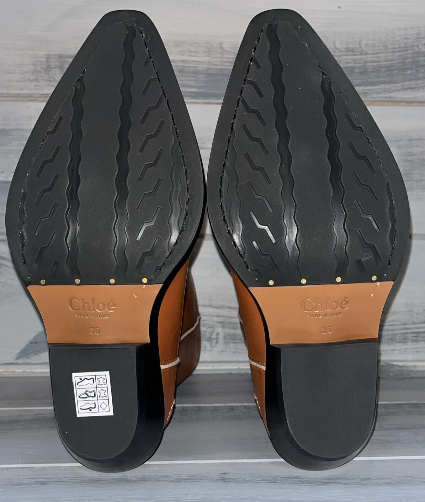 Pre-owned Chloé Texan Cowboy Boots In Leather Women Brown Size Eu 36 Ch