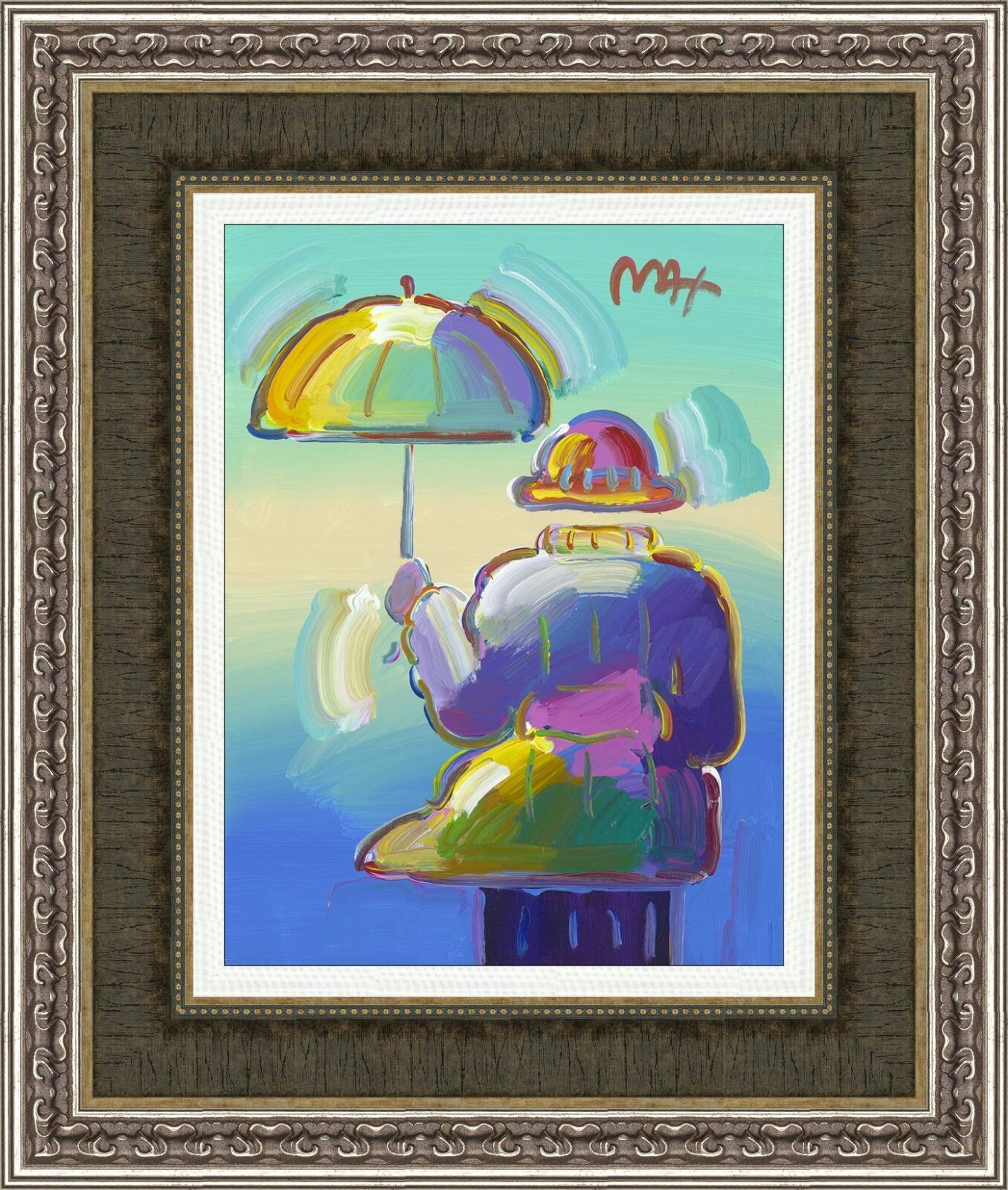 レア PHOTOGRAPHIC PORTRAIT PRIZE 2004 Peter Max 2018 Umbrella Man I Ver VII #362 Original Painting