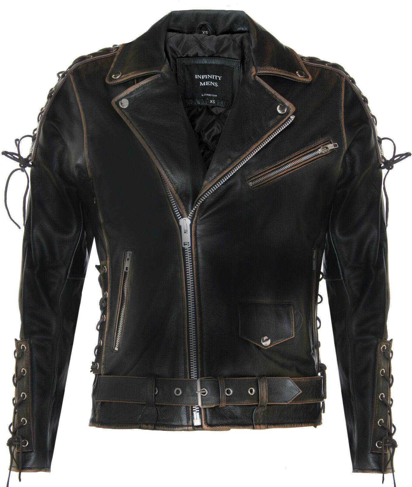 Mens Vintage Black Brando “LIVE TO RIDE” Embossed EAGLE