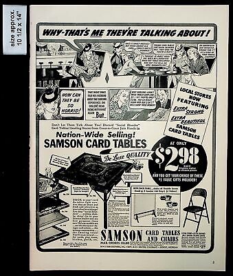 1940 Samson Card Tables Chairs Game Comic Women Quality Vintage Print Ad 36096