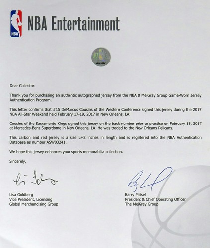 DeMarcus Cousins Signed & Game Used 2017 NBA All Star Jersey NBA / MeiGray LOA