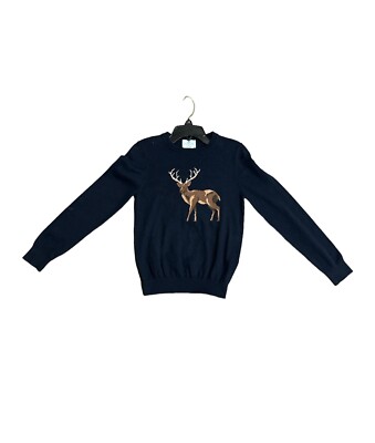Used Black With Deer Graphic Class/Club Sweater Size 10/12 for Boys