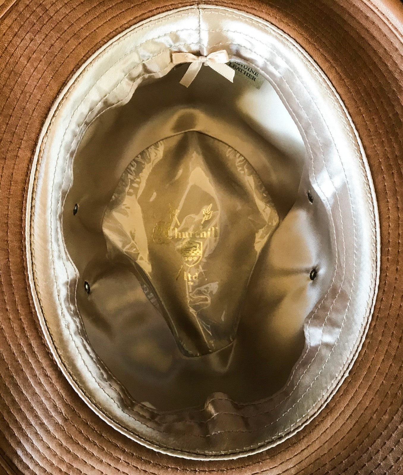 Churchill Leather Cowboy Hat ~ Beige ~ Large 7 1/4