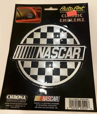 Nascar Classic Emblem Auto Art 5x7 Raised Metallic Silver Chroma
