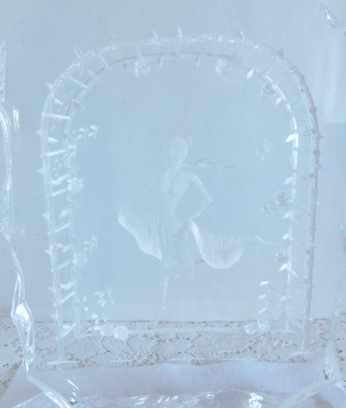 Beautiful Large Artist Signed Acrylic Ballet Dancer Statue Plaque Decoration