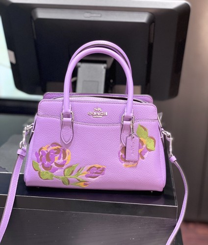 BNWT COACH CL423 Mini Darcie Carryall Pebble Leather With Rose