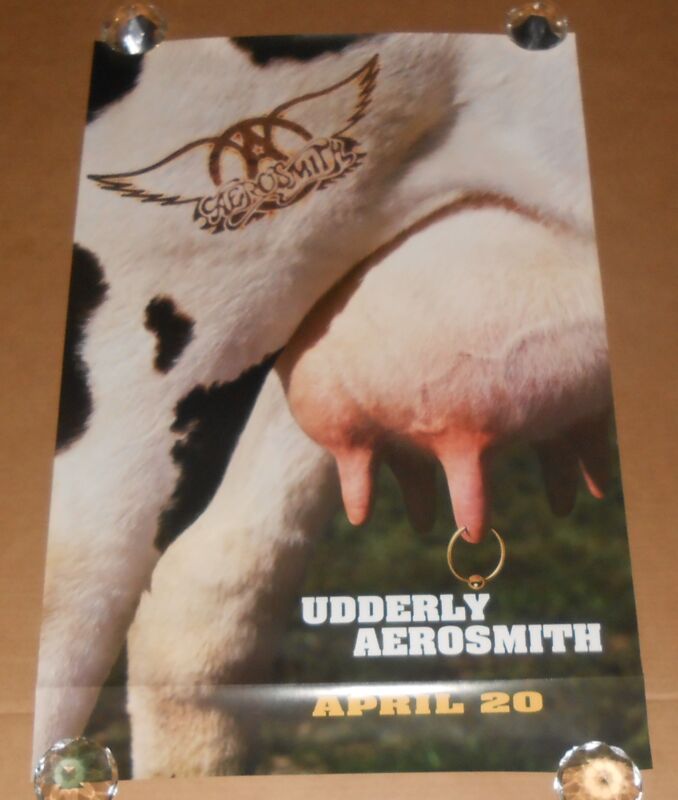 Udderly Aerosmith Poster 2-Sided Original 1993 Promo 35x23 Get a Grip Album