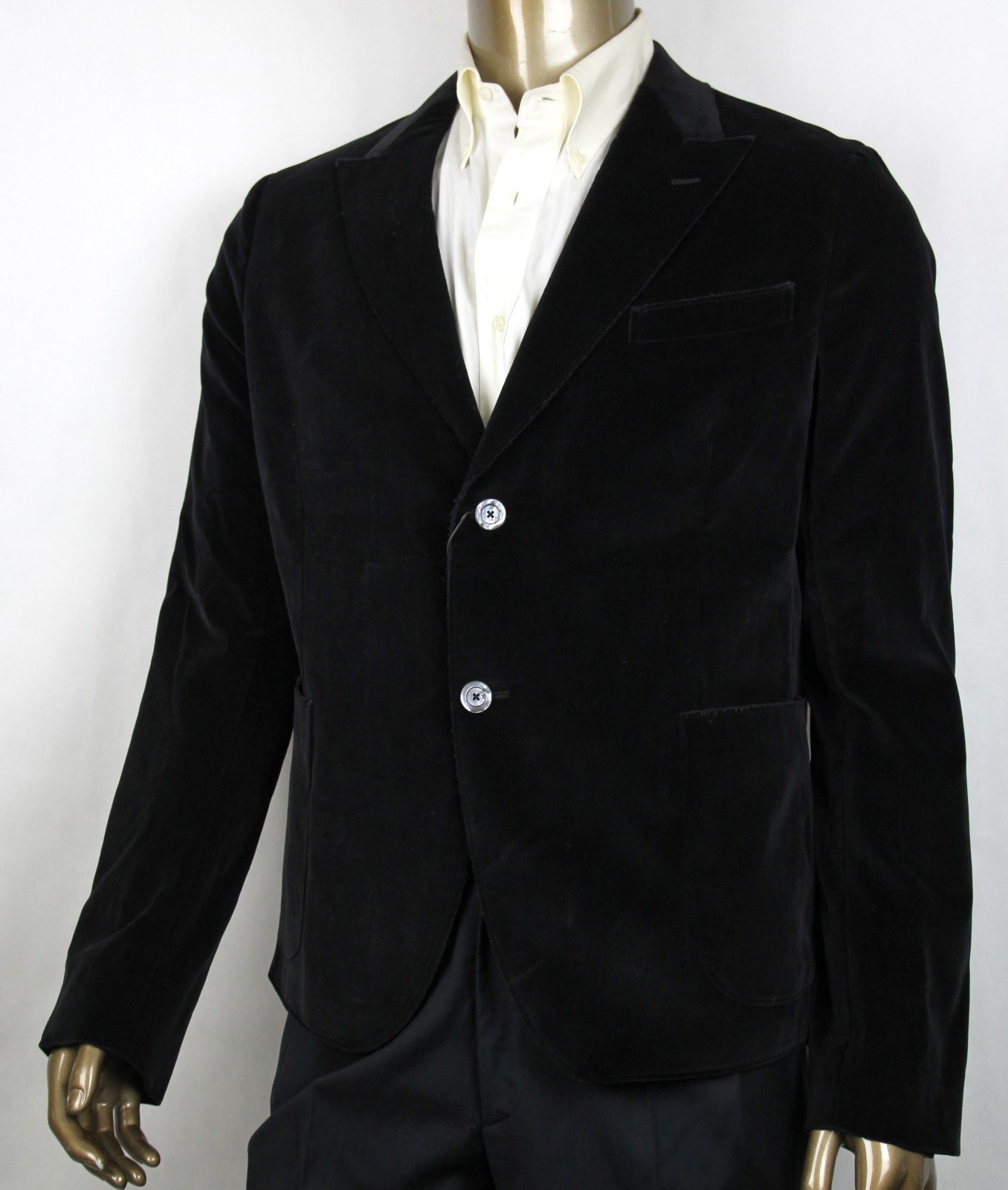 Pre-owned Gucci $2750  Men's Black Cotton Tulfan Velvet Formal Jacket 2 Buttons 406547 1000