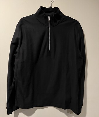 NWT Topman Textured Quarter Zip Pullover Sweatshirt  Size Medium Jacket Black