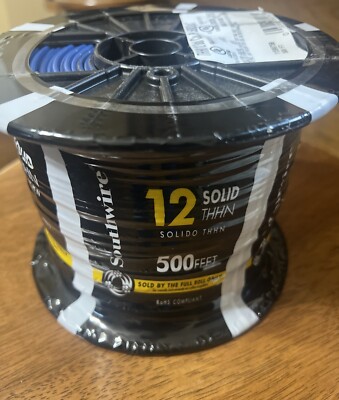 Southwire 12 AWG THHN Solid Copper Wire Blue 500  Roll New In Packaging