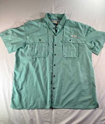 Magellan Outdoors Shirt Men's 3XL Teal Fish Gear Angler Fit Mag Wick Vented