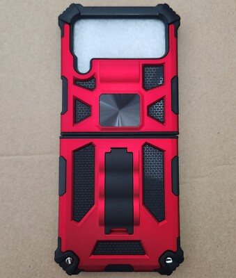 Compatible Galaxy Z Flip 4 Red Case with Kickstand Non-Slip