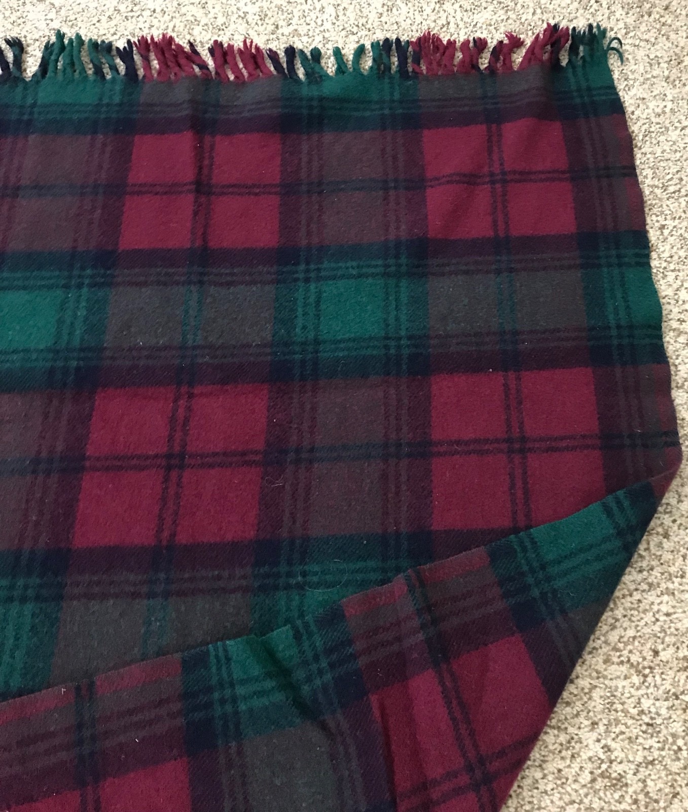 Faribault 100% Merino Wool Plaid Throw Stadium Blanket Vintage Camping 50x62