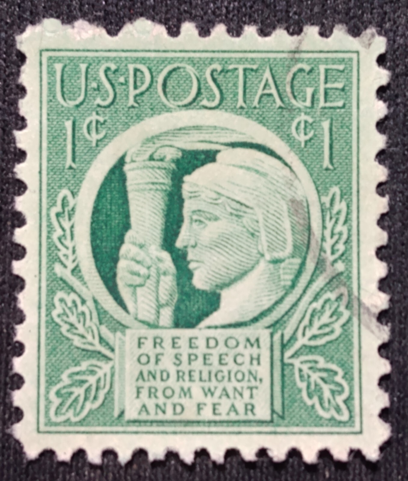 1943 4 Freedoms/Liberty Torch 1c Stamp Sc#908 FREE2Ship w 1943 4 Freedoms/Liberty Torch 1c Stamp Sc#908 FREE2Ship w