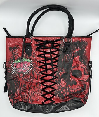 Iron Fist American Nightmare Large Purse Tote NWT Goth / Punk Skull Skeleton