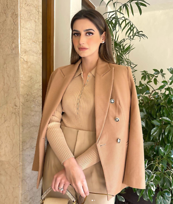 Fitted camel blazer sale