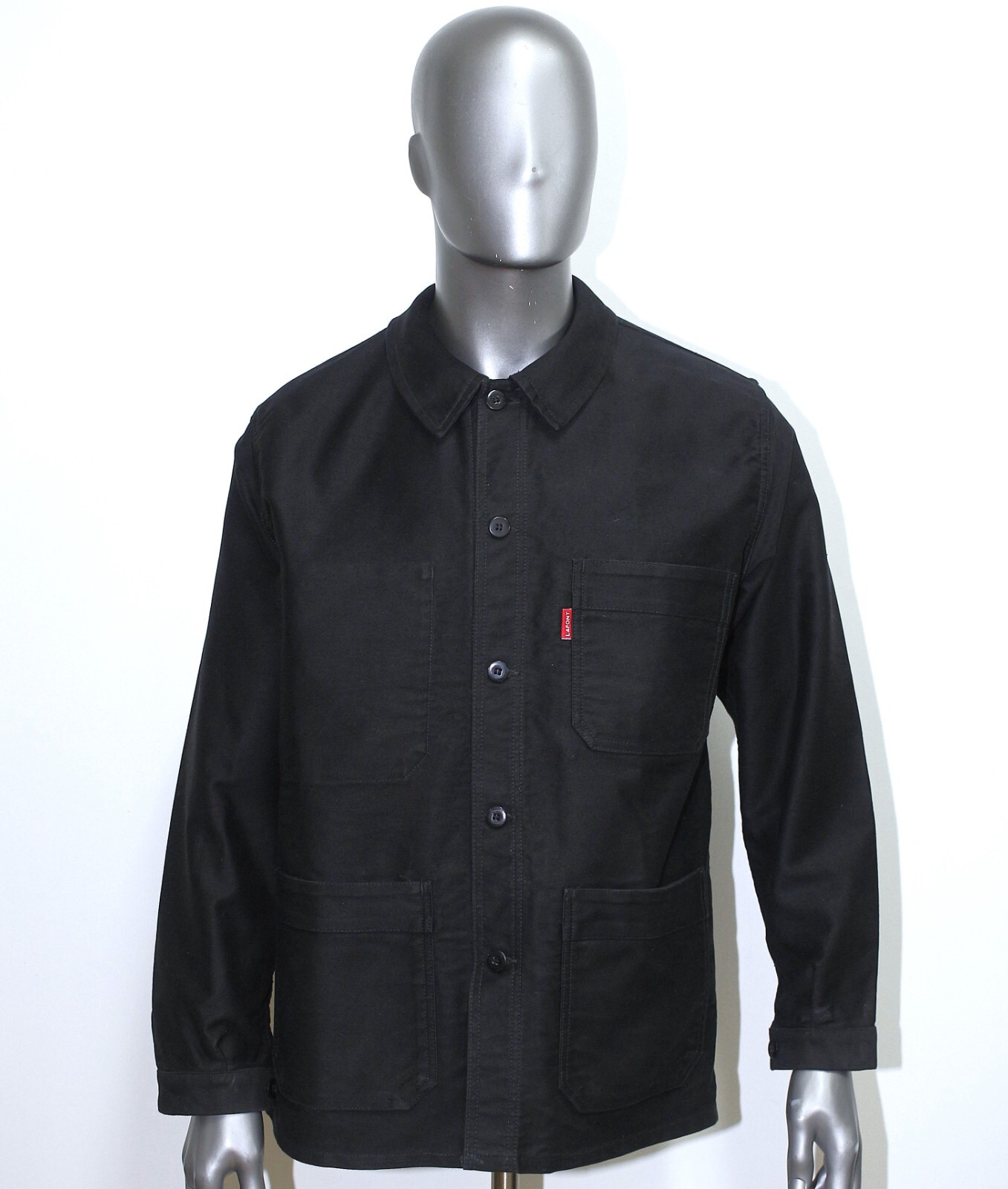 New French Vintage Black Moleskin Work Chore Jacket ADOLPHE