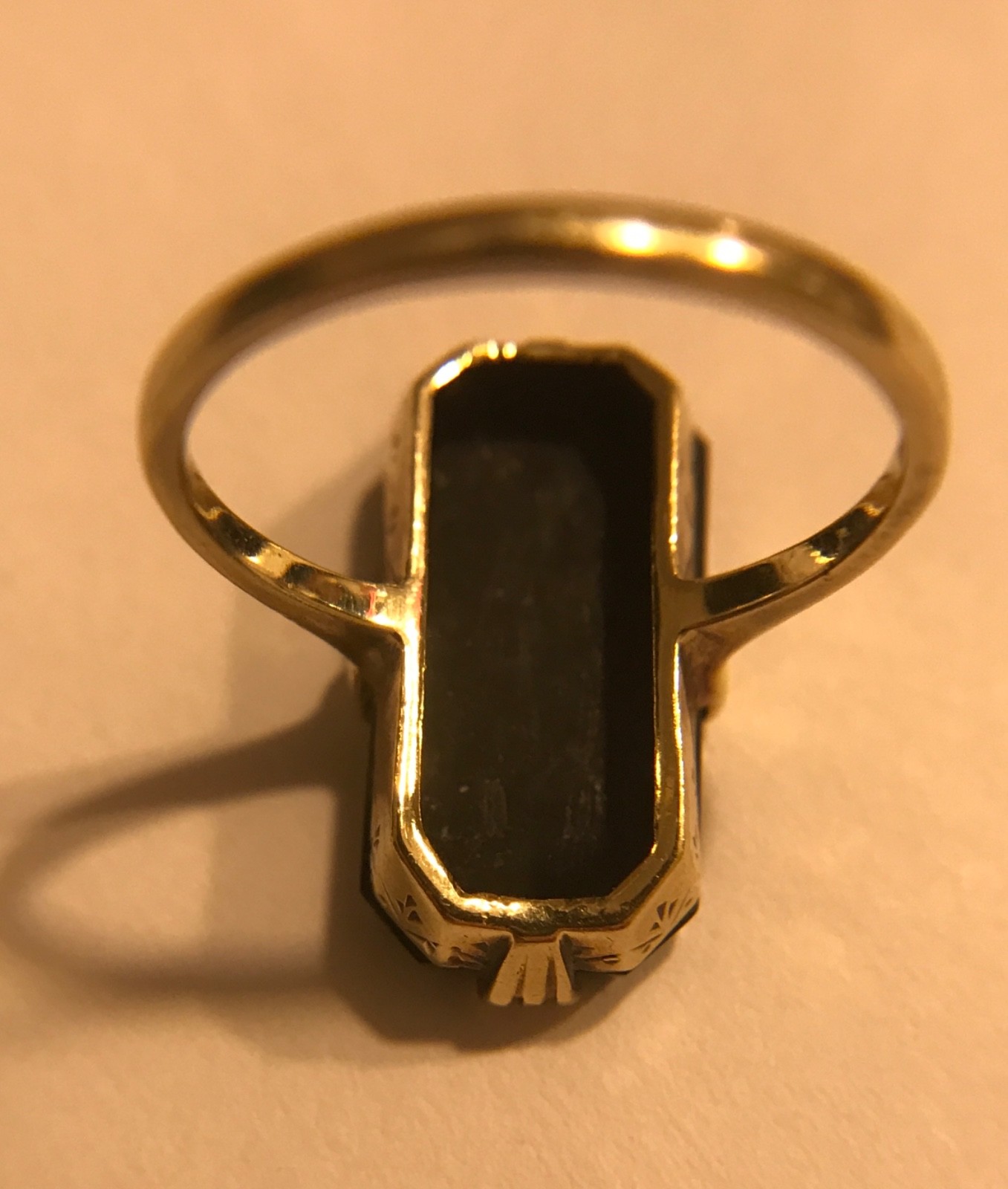 Lovely Victorian Antique 14K Black Onyx Ring Size 7.5