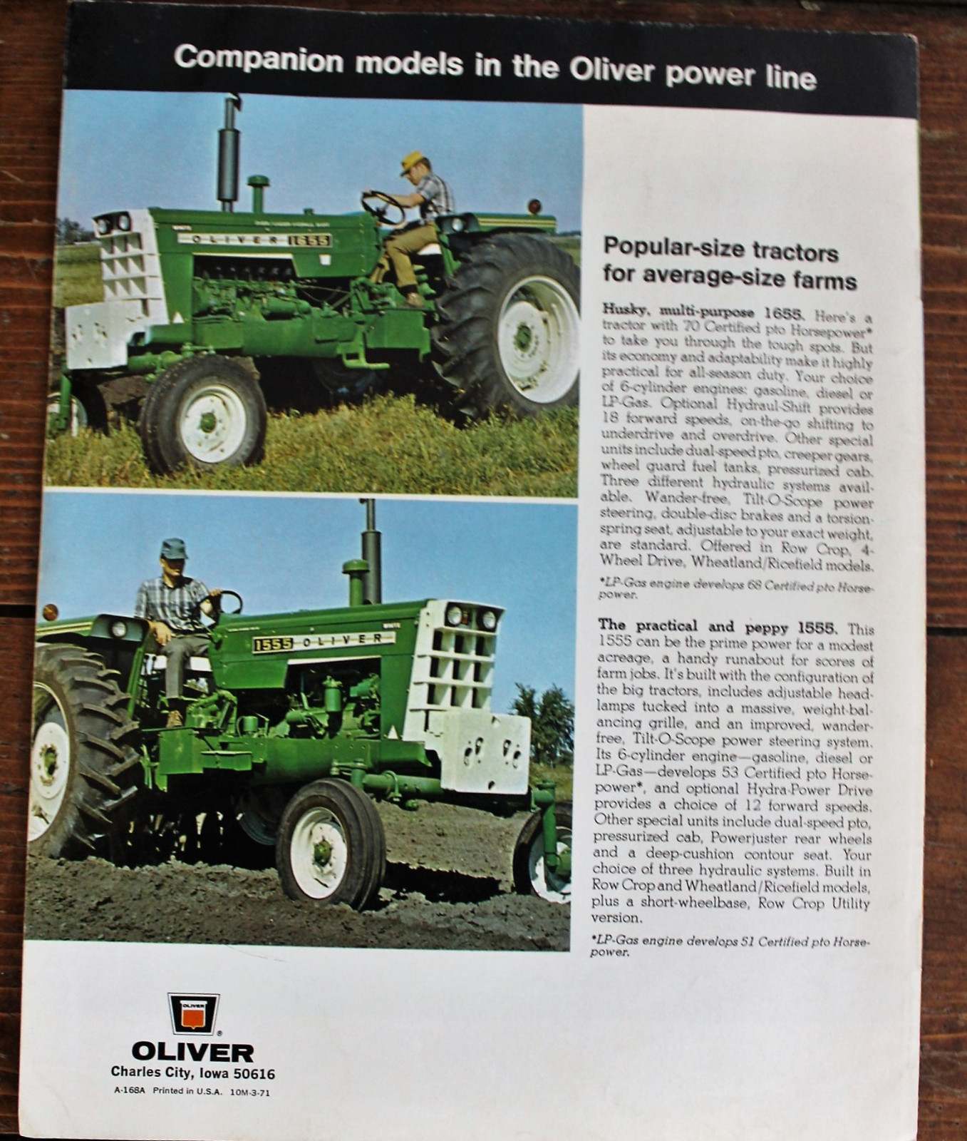 Oliver 1755/1855/1955 Farm Tractor Sales Brochure 1971