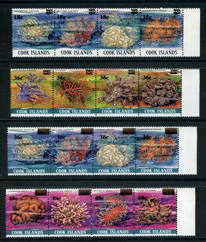 Cook Islands Scott #710-713 MNH STRIPS SCHGS on Marine life FAUNA CV$17+ 417590