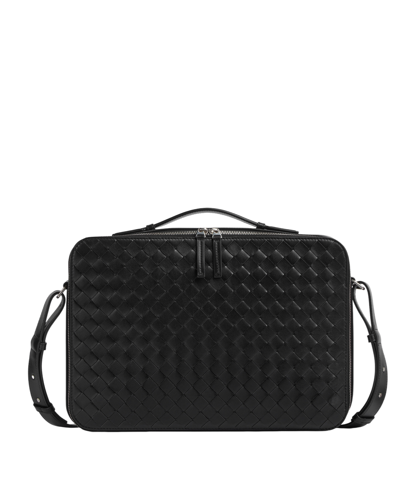 Bottega Veneta Getaway Slim $3900 Black Intrecciato Leather