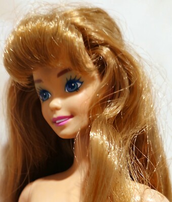MATTEL TNT NUDE REDHEAD BARBIE DOLL w/ BLUE EYES & ORIGINAL PINK JEWELRY ~ EXC
