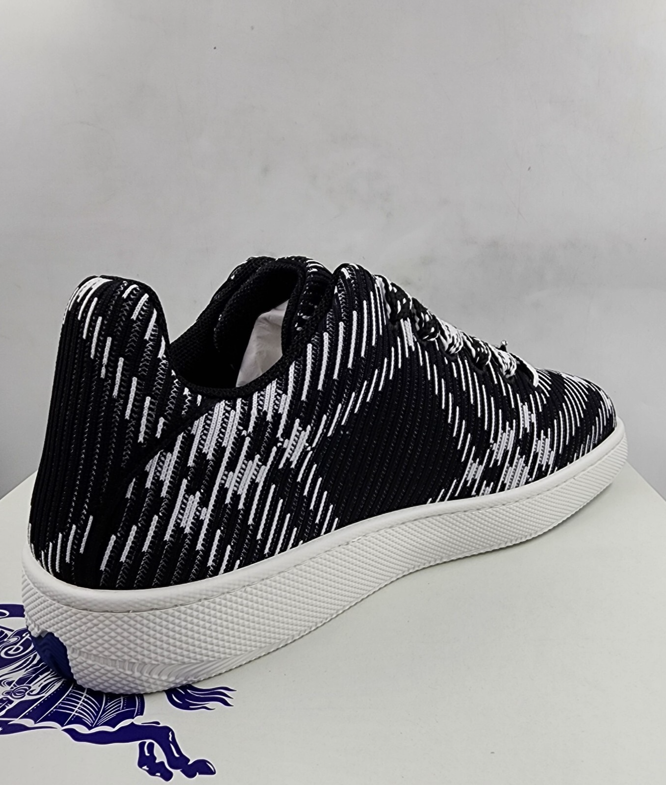 Burberry Check Knit Box Low-Top Sneakers Men's 46/13 US Black/White Lace Up - Picture 13 of 17