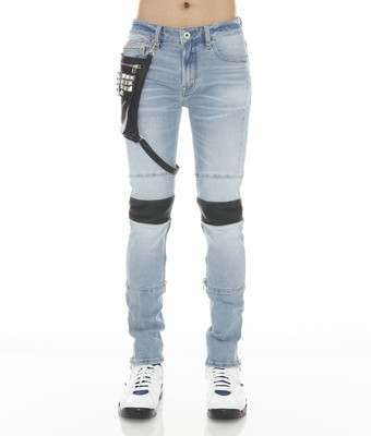 

Культ Индивидуальности Мужские Джинсы Punk Moto Stretch Jeans Black Thigh Harness STN-42, Pollack, Jeans