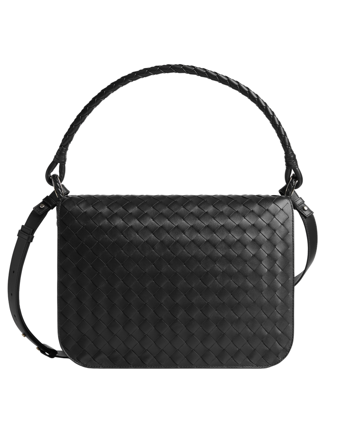 BottegaVeneta nylonshoulder bag ボッテガ　黒 Bottega Veneta - Loop Baguette Black Woven Leather Crossbody