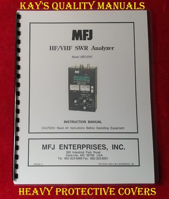 MFJ-259C HF/VHF SWR Analyzer Instruction Manual 😊C-MY OTHER MANUALS😊. Buy it now for 19.95