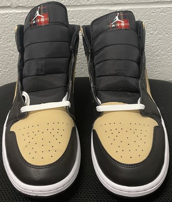 Мужские кроссовки Jordan 1 в клетку средней плотности, черные/Разноцветно-кунжутно-огненно-красные (DZ5329 001) - 12