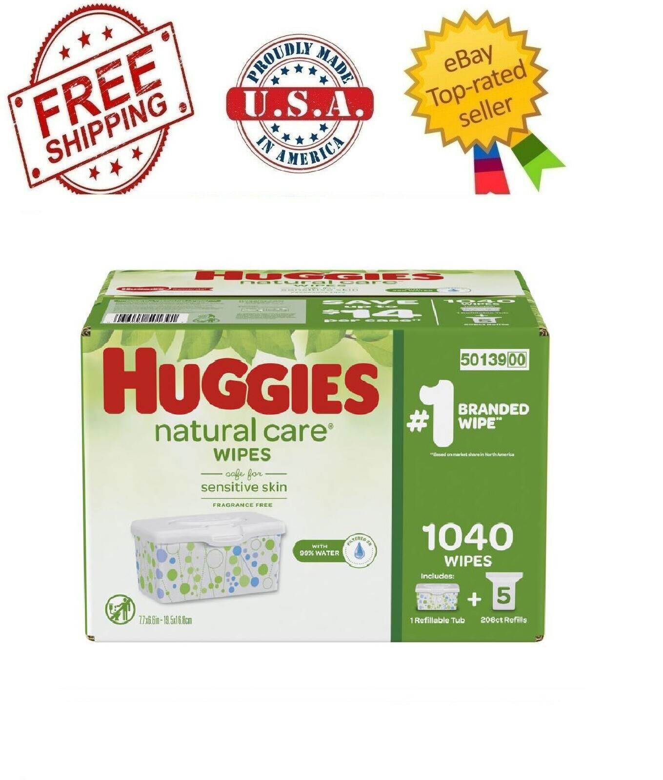 Huggies Natural Care Baby Wipe Refill, Fragrance Free