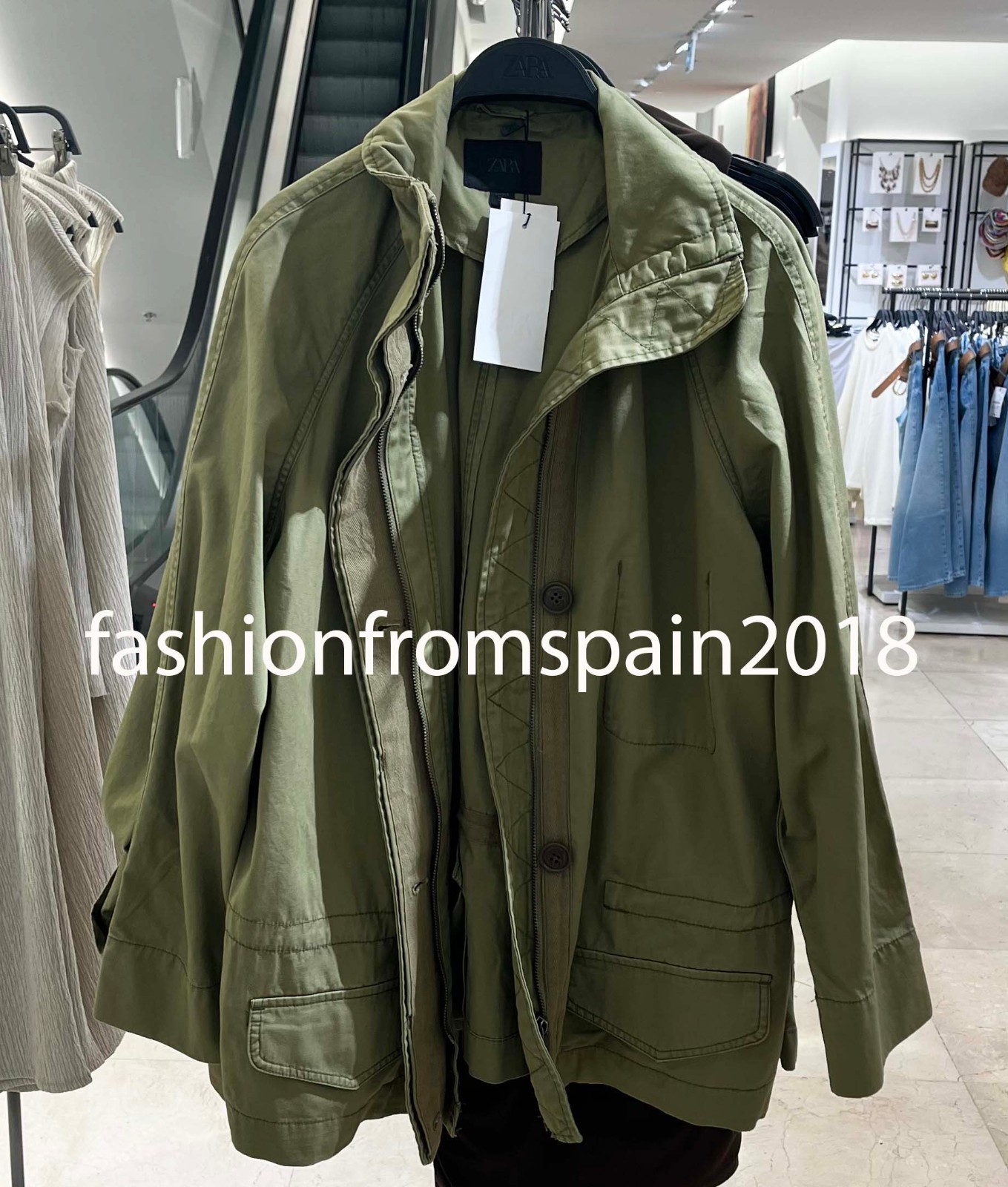 ZARA NEW WOMAN MAXI POCKET PARKA JACKET OLIVE GREEN XS-XXL