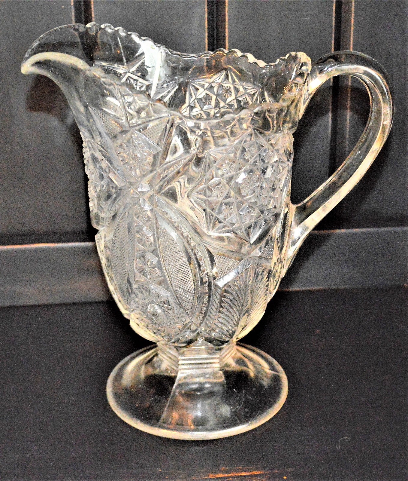 EAPG Cut Glass Footed Pitcher