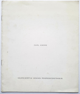 Carl Andre Galerie Schöttle München Ausstellungskatalog Memorabilia 1973