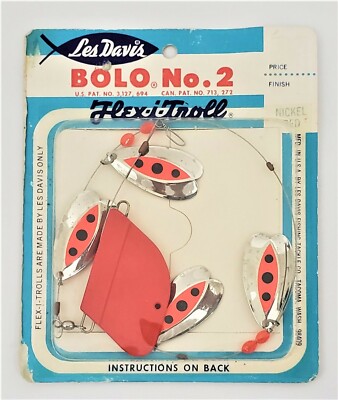 Luhr Jensen Les Davis Bolo No3 4-Blade Brass Red Trolling Rig//Leader NIP