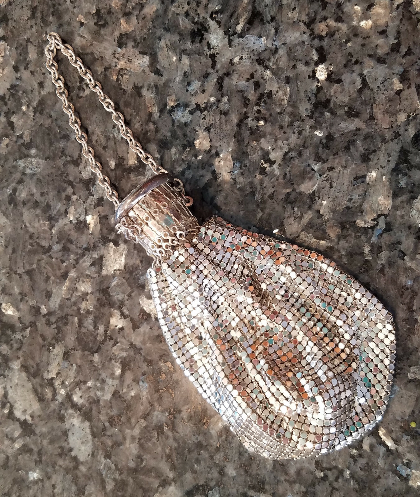 バッグ WHITIN & Davis. Bag Vintage Whiting Davis Silver-Tone Mesh Purse Handbag W