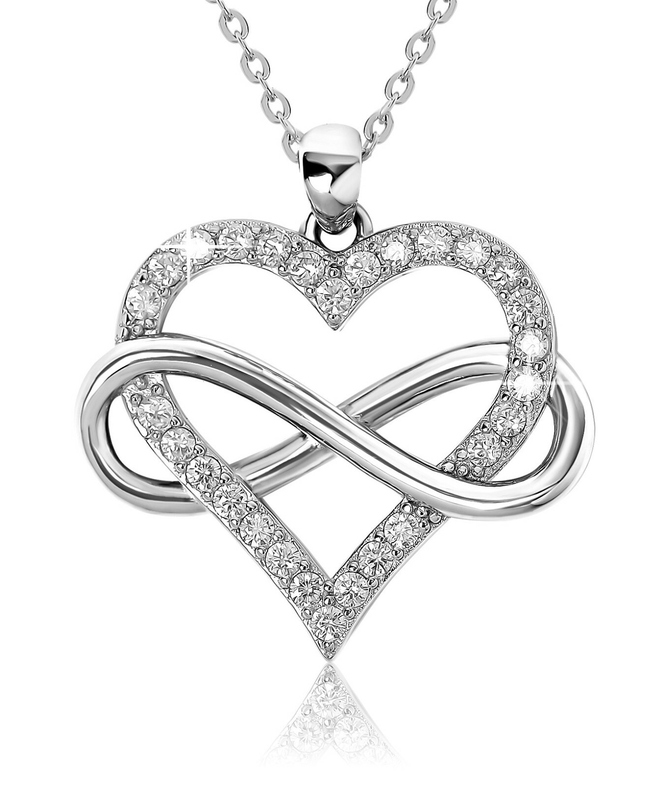●TATIANA● Silver 925 Smiley Cubic Heart Necklace NZ2091 50 Crystal Heart Pendant Necklace ( Silver) by Talisa - Unique