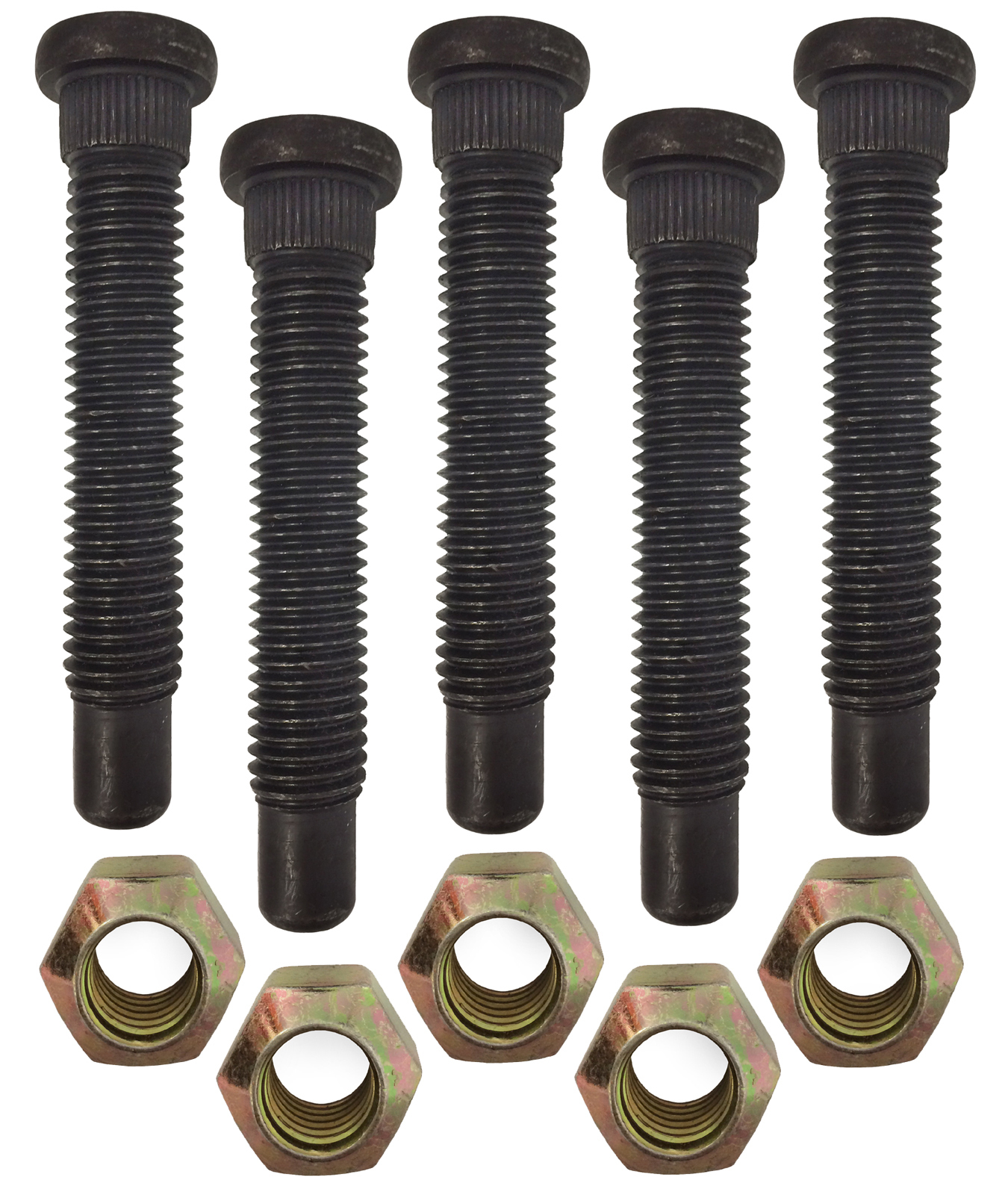 Race Car 5/8"11 x 33/4" Coarse Wheel Studs & 1" Hex Lug Nuts 5 Pack
