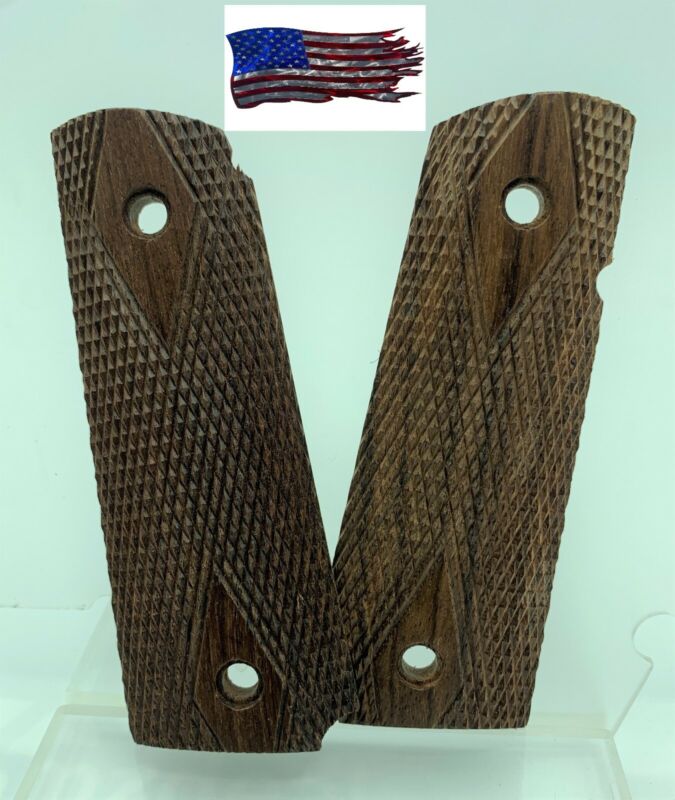 Pistol Grips Rosewood M1911a1 Colt Grips Double Diamond Ww2 Us Army 45 Acp 