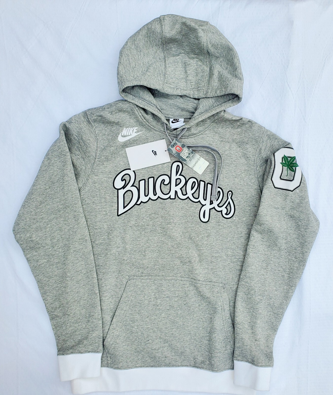 Nike NCAA Ohio St Buckeyes Retro Fleece Hoodie sz S grey