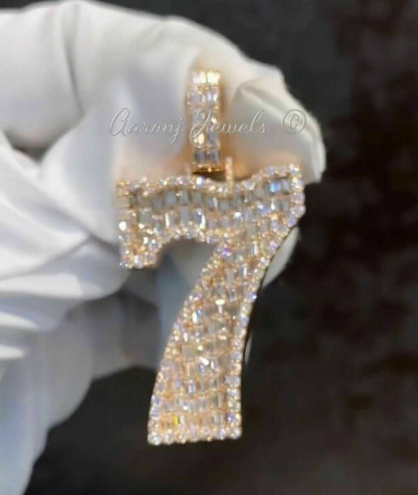 Pre-owned Handmade Any Initial Mens Pendant 9ct Natural Moissanite Vvs1 Real Silver Passes Tester In White/colorless