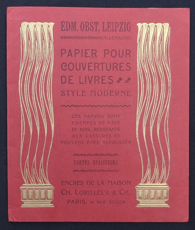 Couverture Catalogue 1900 Lorilleux Encre Obst Leipzig Art Nouveau Jugendstil